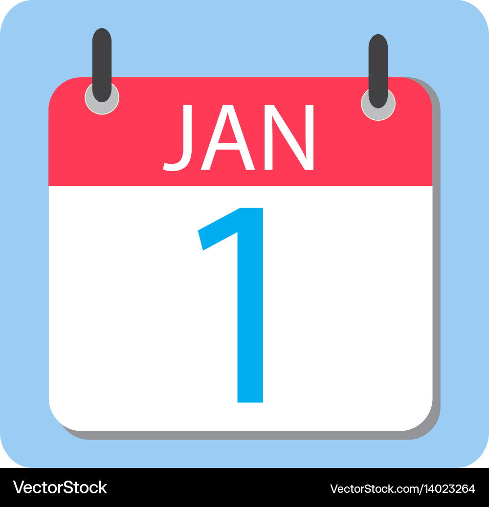 January Calendar Icon Set Of 4 Isolated Flat Colorful Buttons For