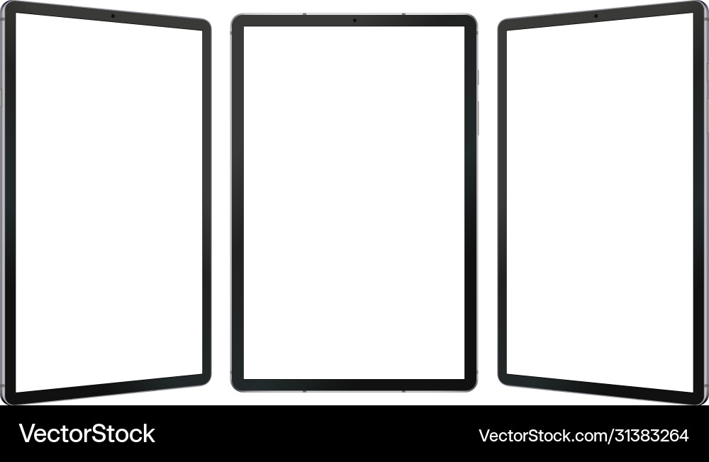 Black tablet computers mockups with isolated vector image