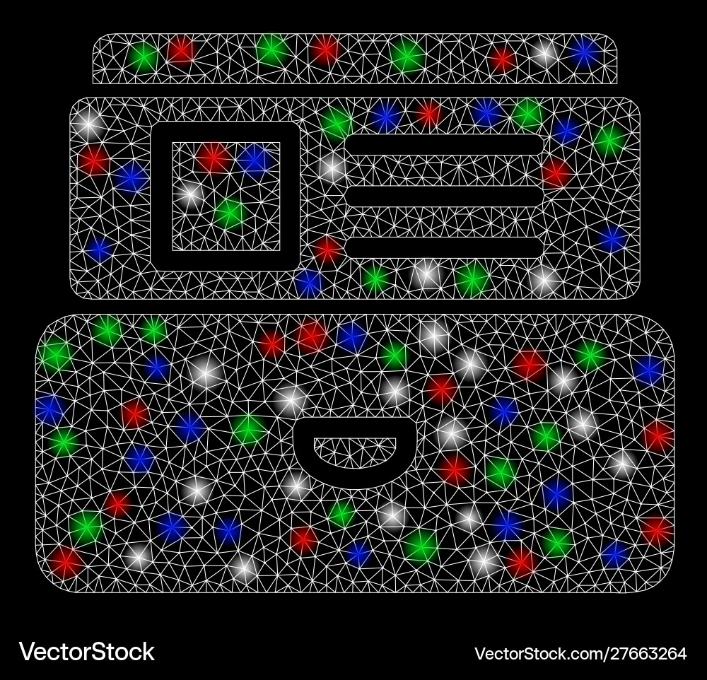 Bright mesh network card index with light spots vector image