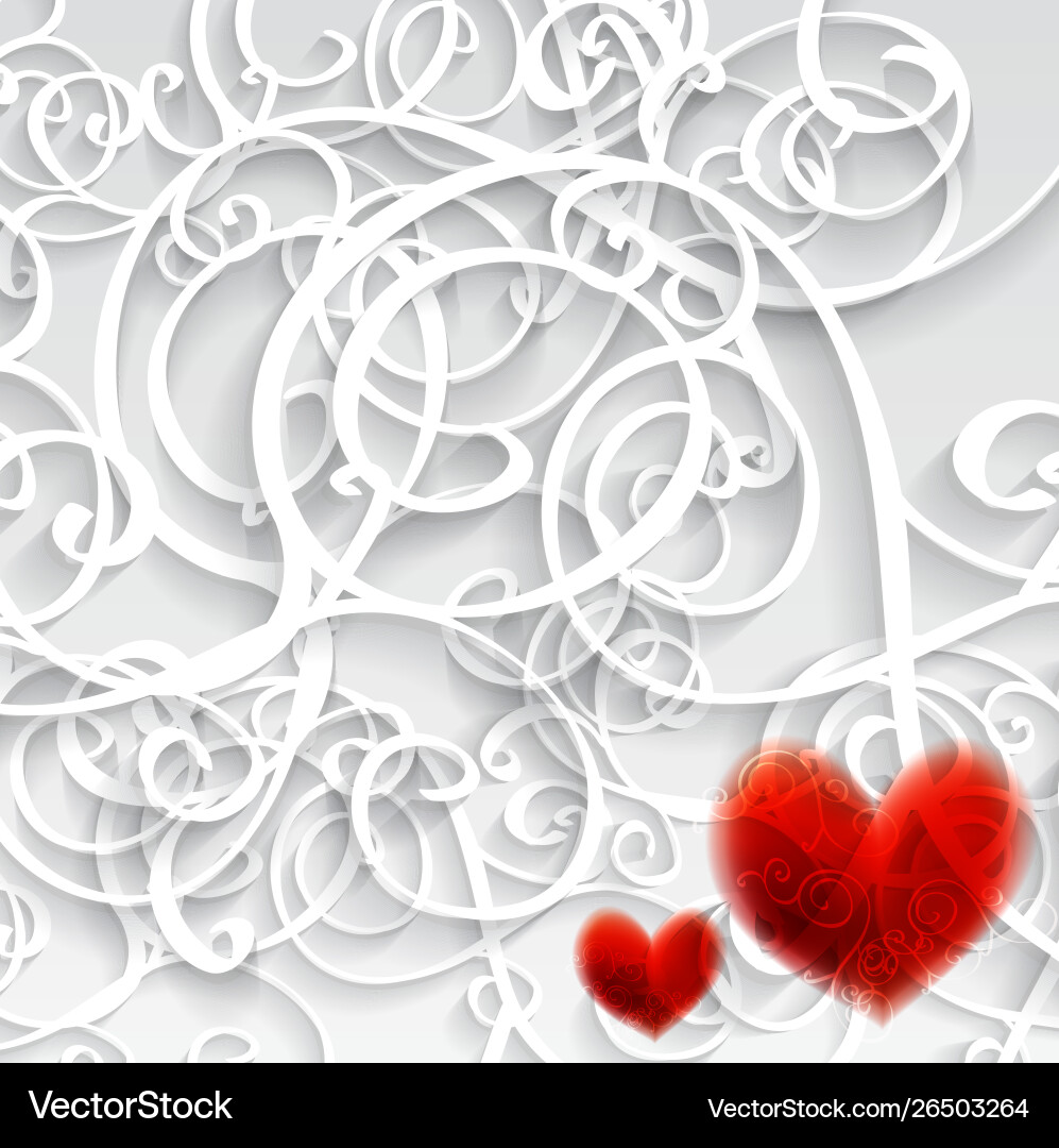 Card with red heart and pattern Vector Image