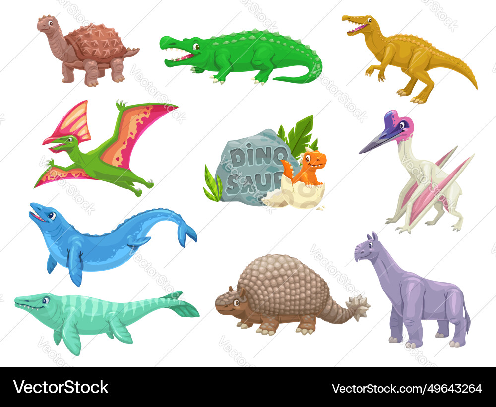 Cartoon dinosaurs animal comical characters Cartoon dinosaurs animal comical characters vector image
