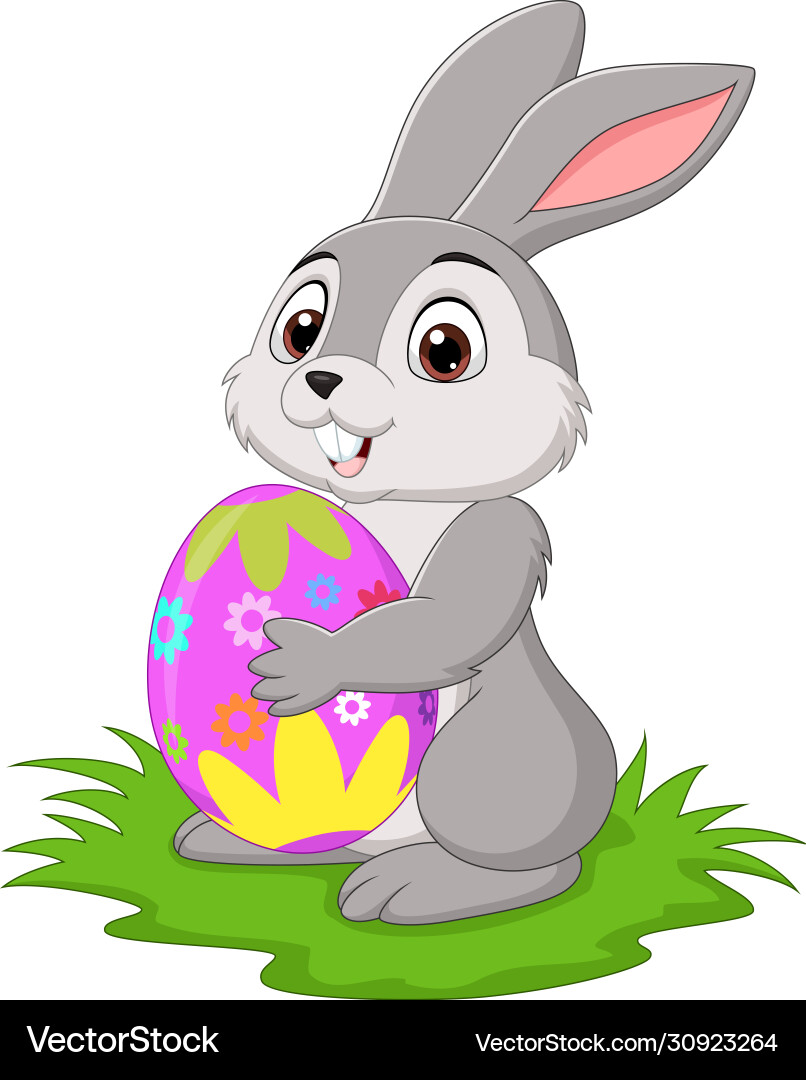 Cute Rabbit Holding Easter Egg Royalty Free Vector Image