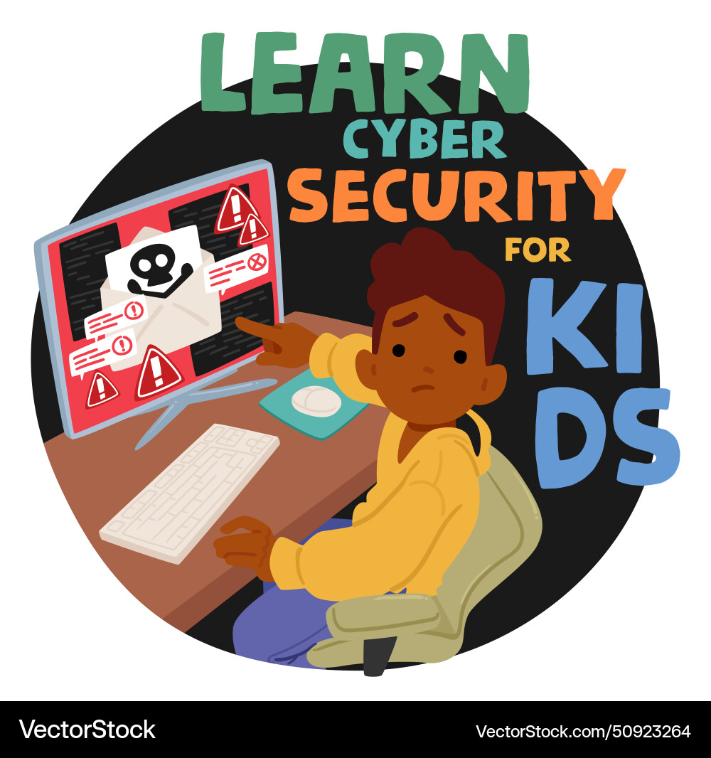 Kid learn cyber security developing skills vector image