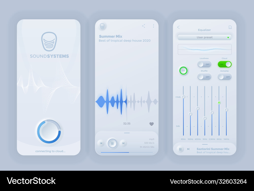 Neomorphoism interface music player ui app Neomorphoism interface music player ui app vector image