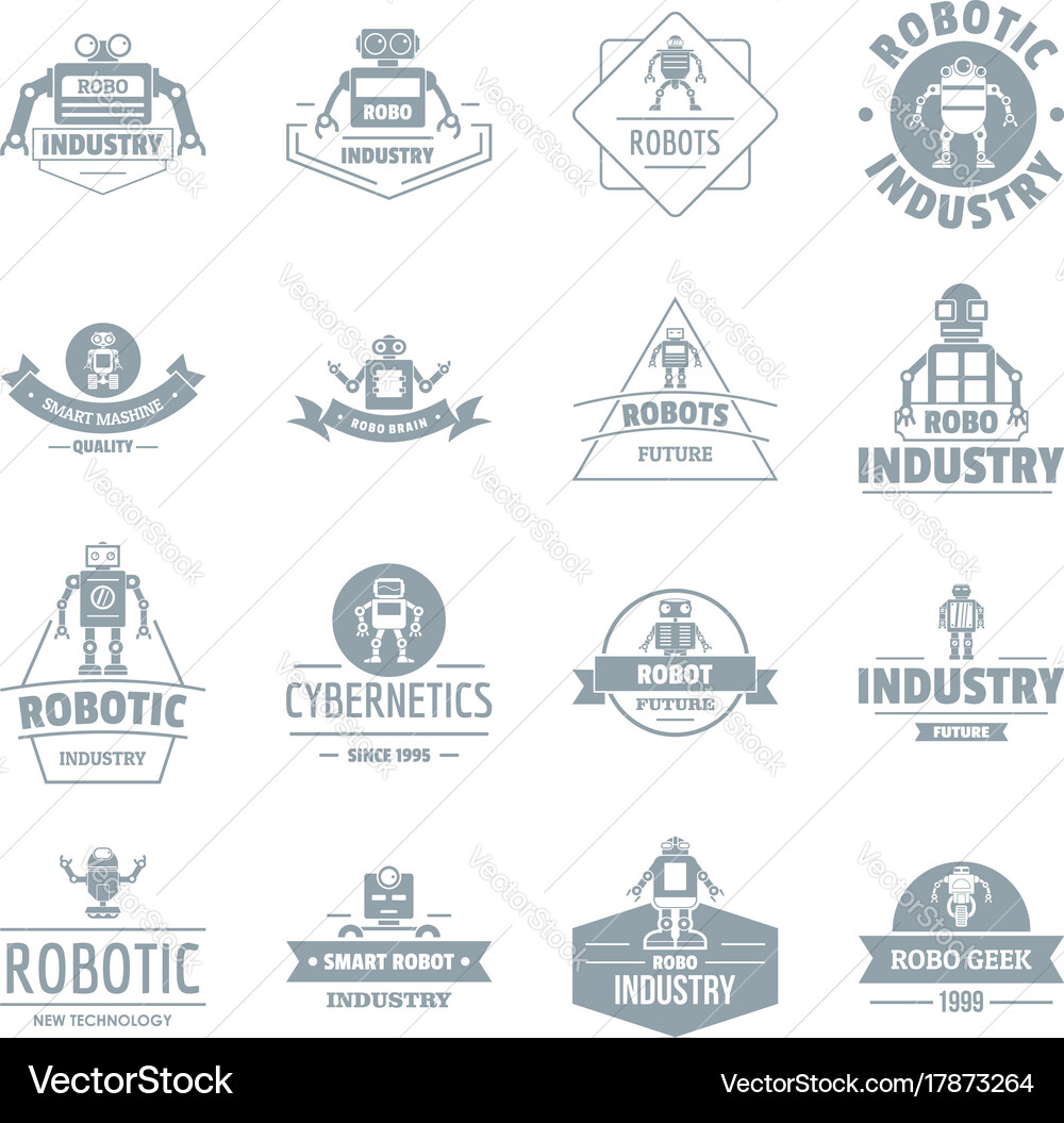 Robot logo icons set simple style Vector Image