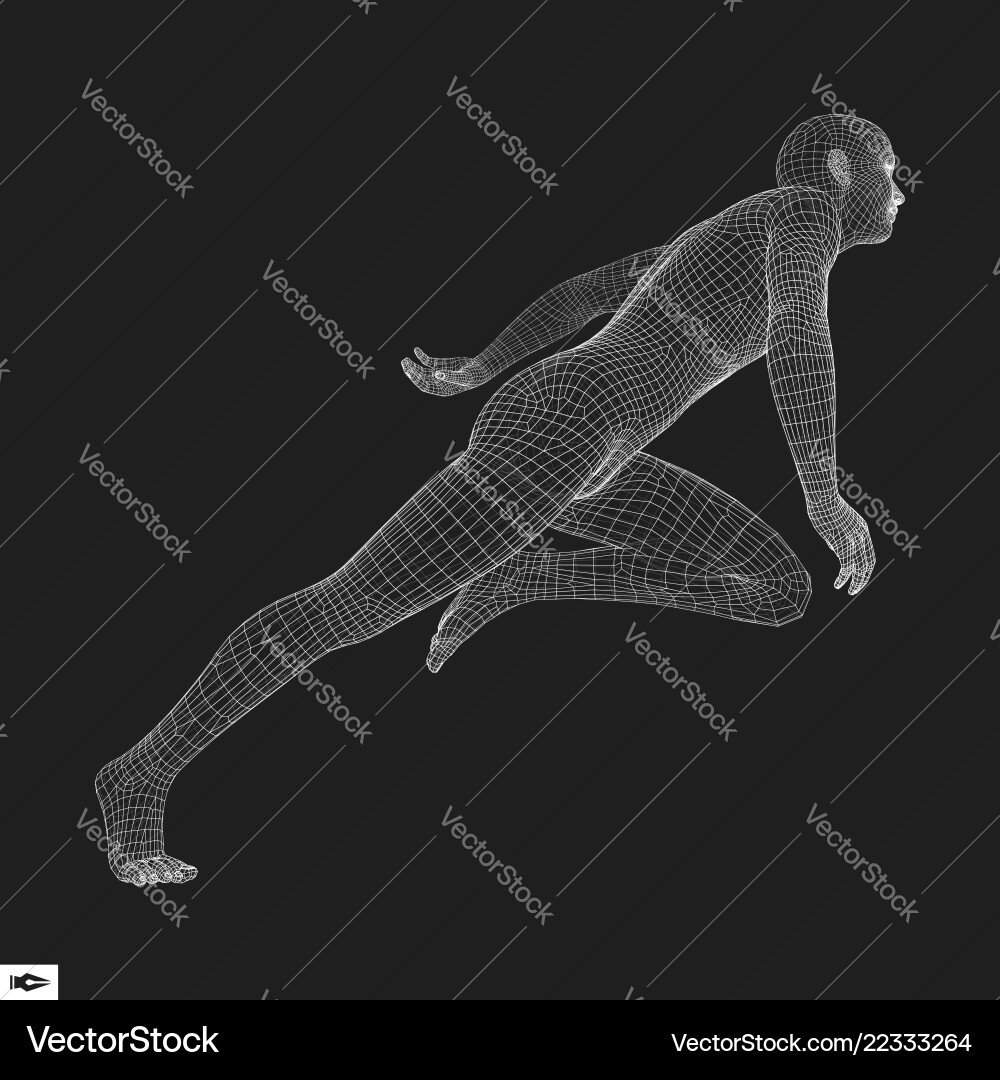 Running man polygonal design 3d model Running man polygonal design 3d model vector image