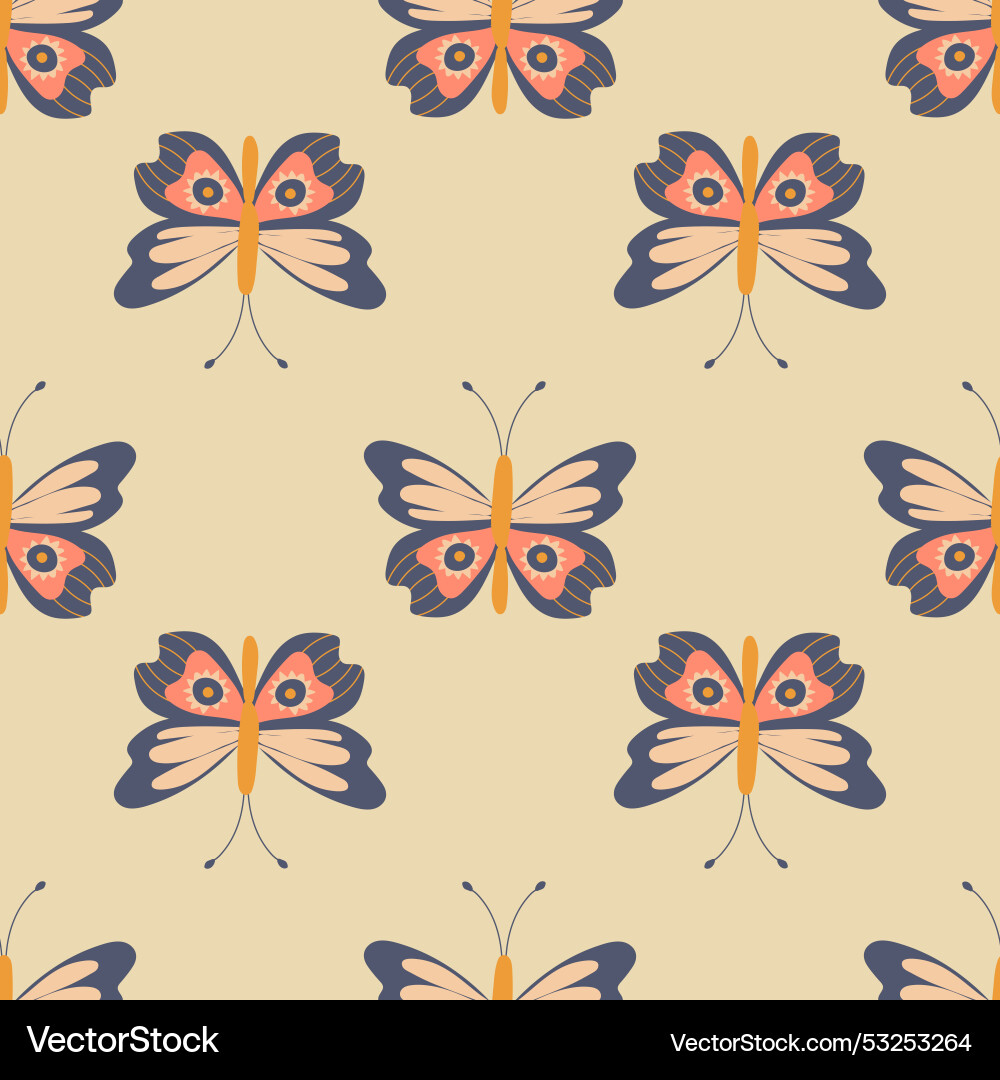Seamless pattern with butterflies design for fabr Vector Image