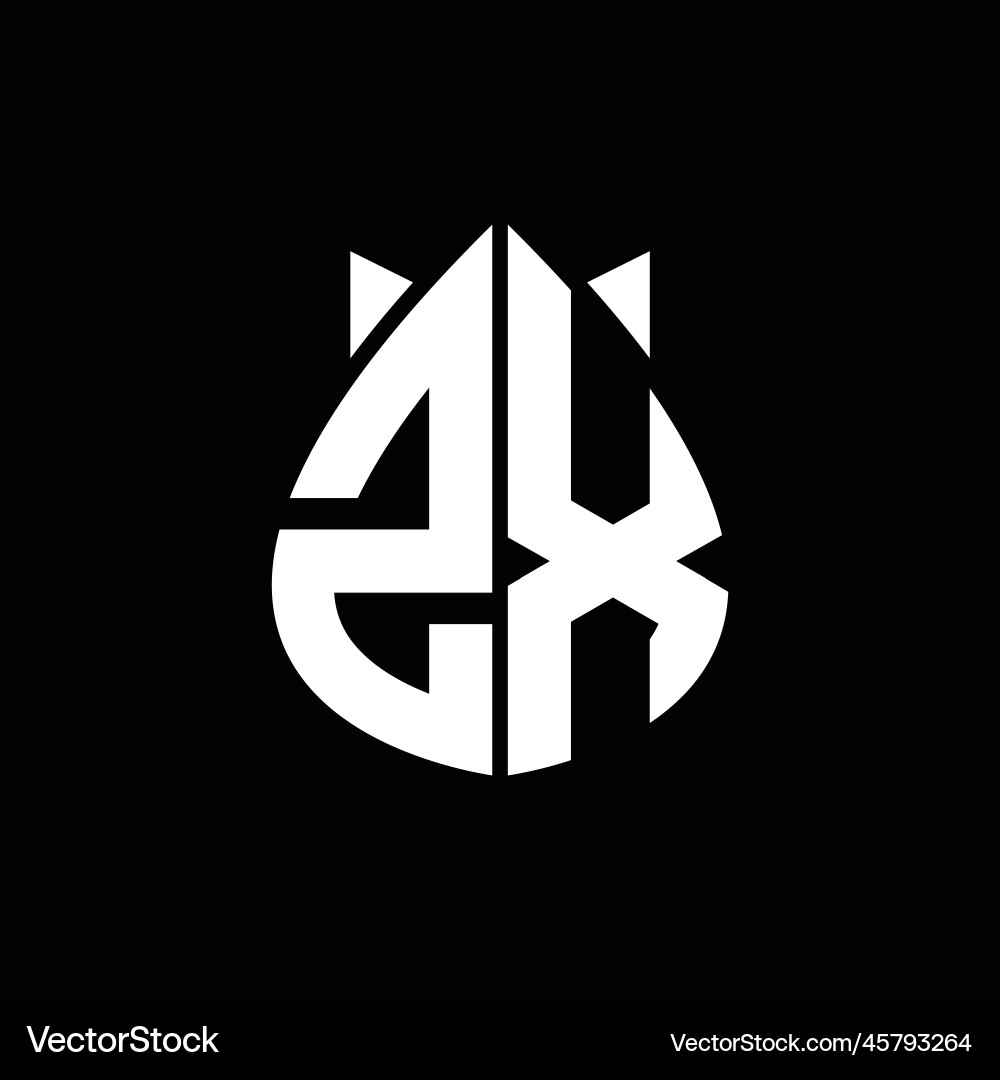 Zx logo monogram drops crown shape images design Vector Image