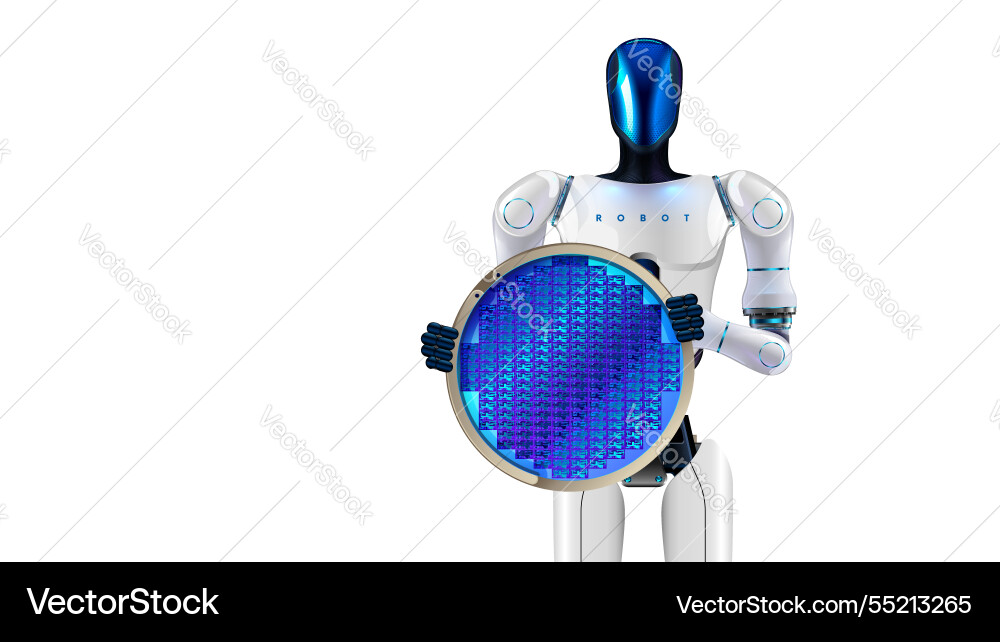 Ai robot works on factory humanoid Vector Image