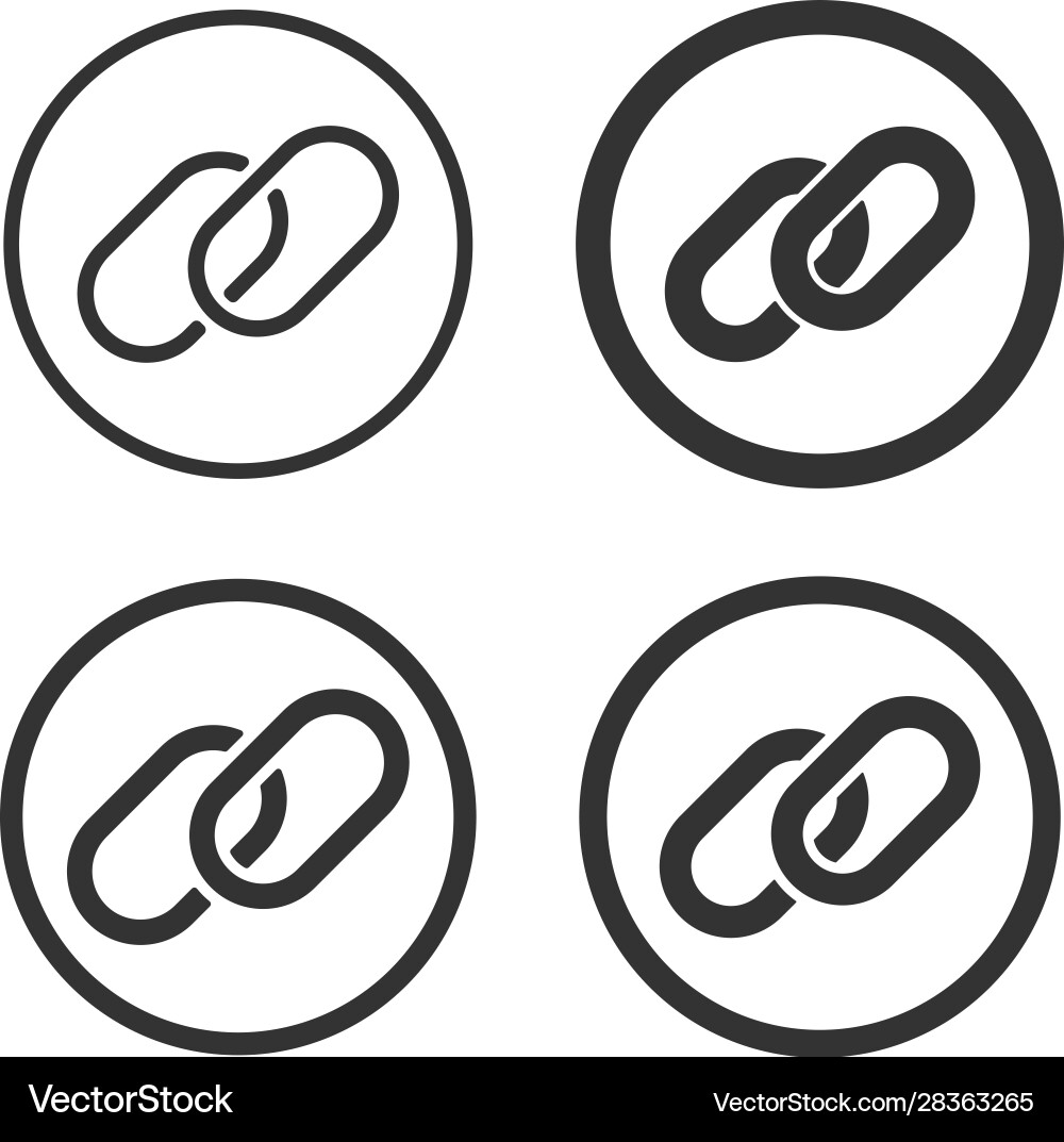 Chain link icon shape sign button set Chain link icon shape sign button set Vector Image