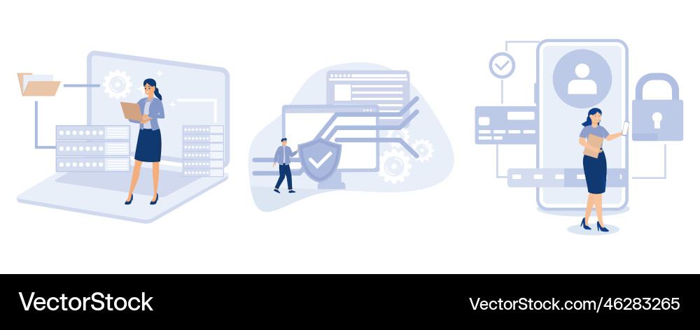 Cloud computing network safety database data vector image