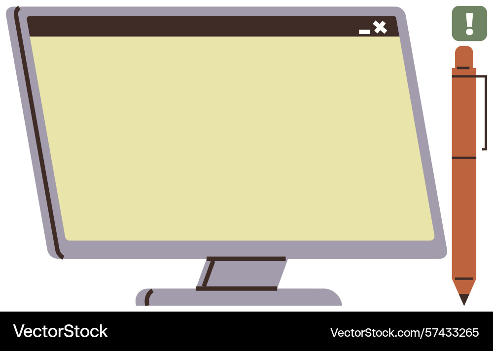 Computer monitor with blank screen and pen Computer monitor with blank screen and pen vector image