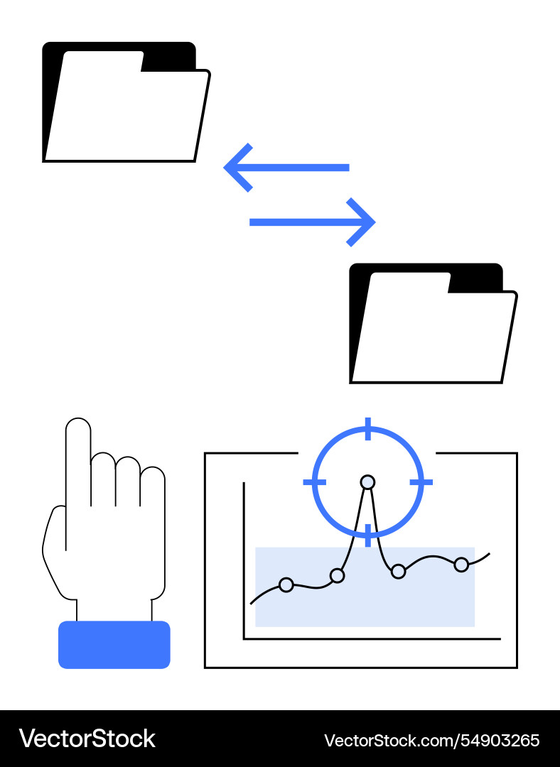Data transfer and analysis concept with file Data transfer and analysis concept with file vector image