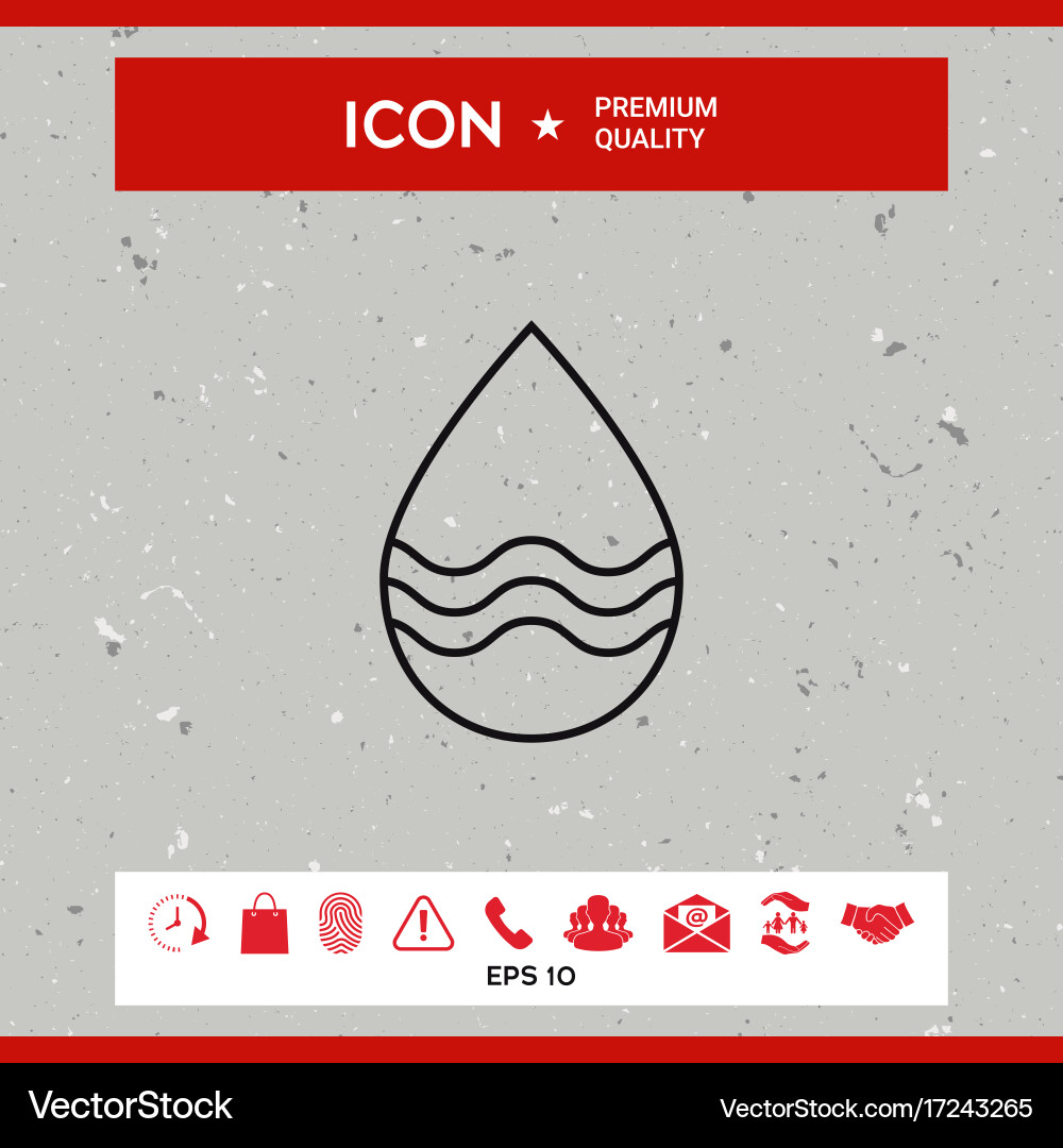 Drop line icon with waves Vector Image