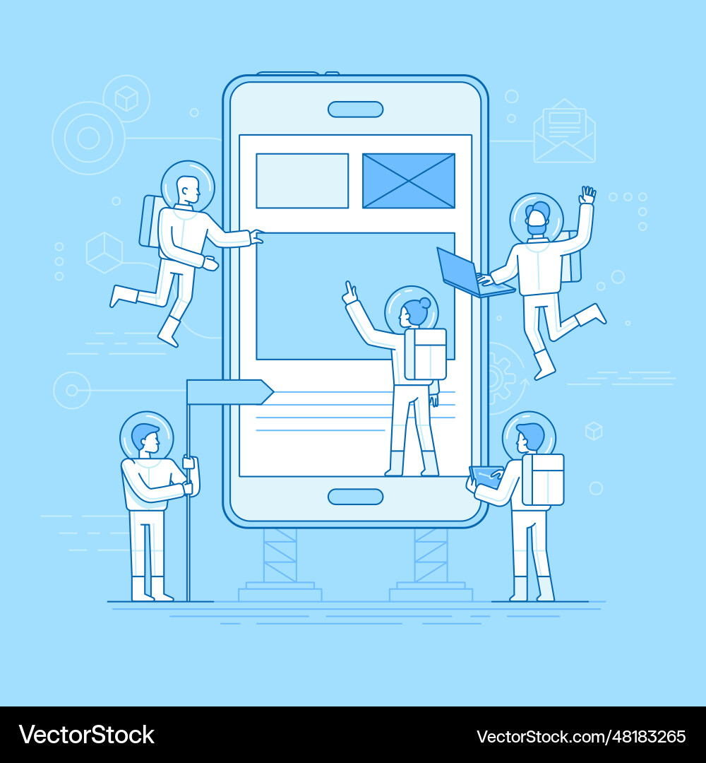 In flat linear style and blue color - app Vector Image