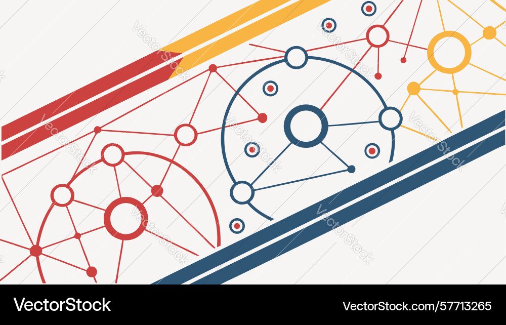 Interconnected abstract circles and lines vector image