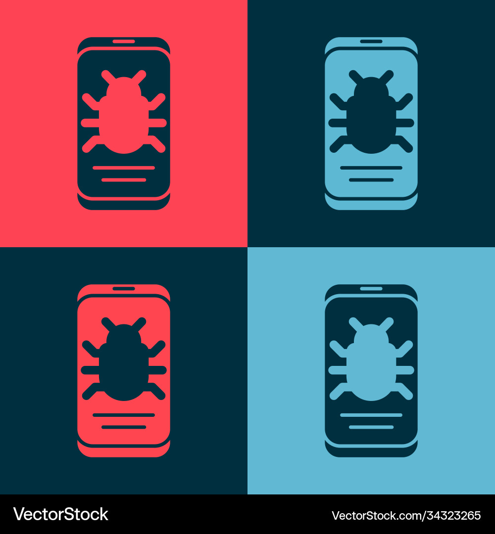 Pop art system bug on mobile icon isolated Pop art system bug on mobile icon isolated vector image