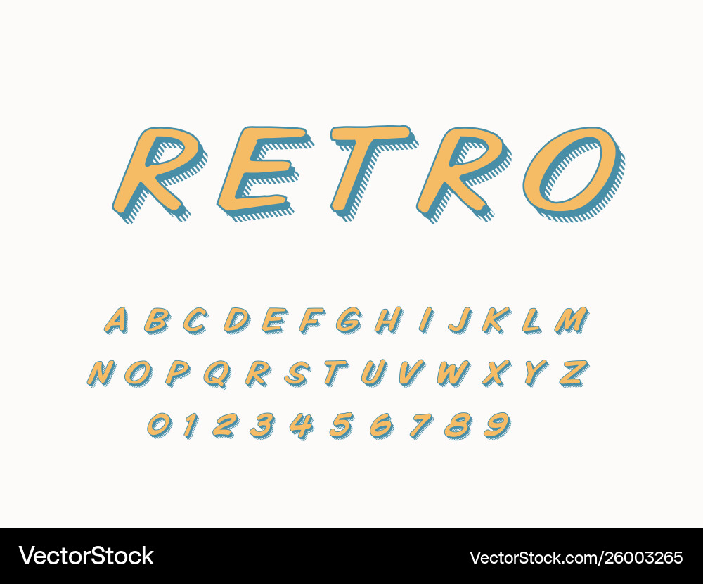 Retro font and alphabet stock Retro font and alphabet stock vector image