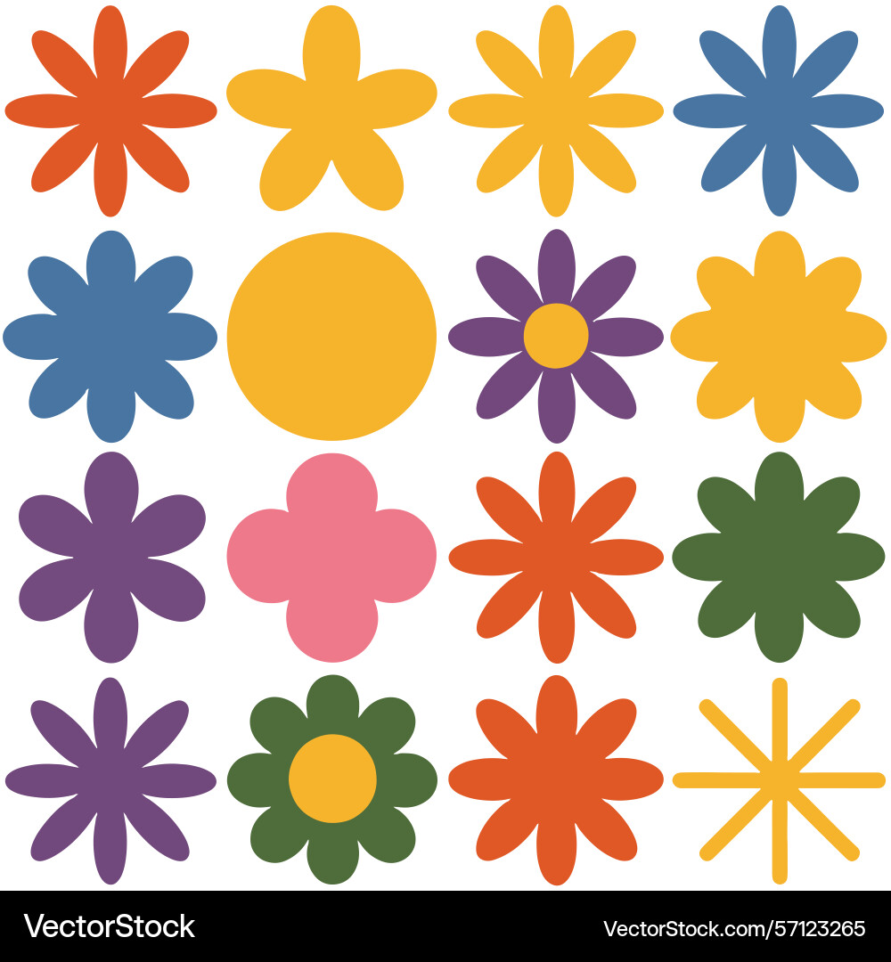 Retro style flower pattern colorful shapes design Vector Image
