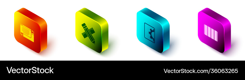 Set isometric ui or ux design crossed ruler Set isometric ui or ux design crossed ruler vector image