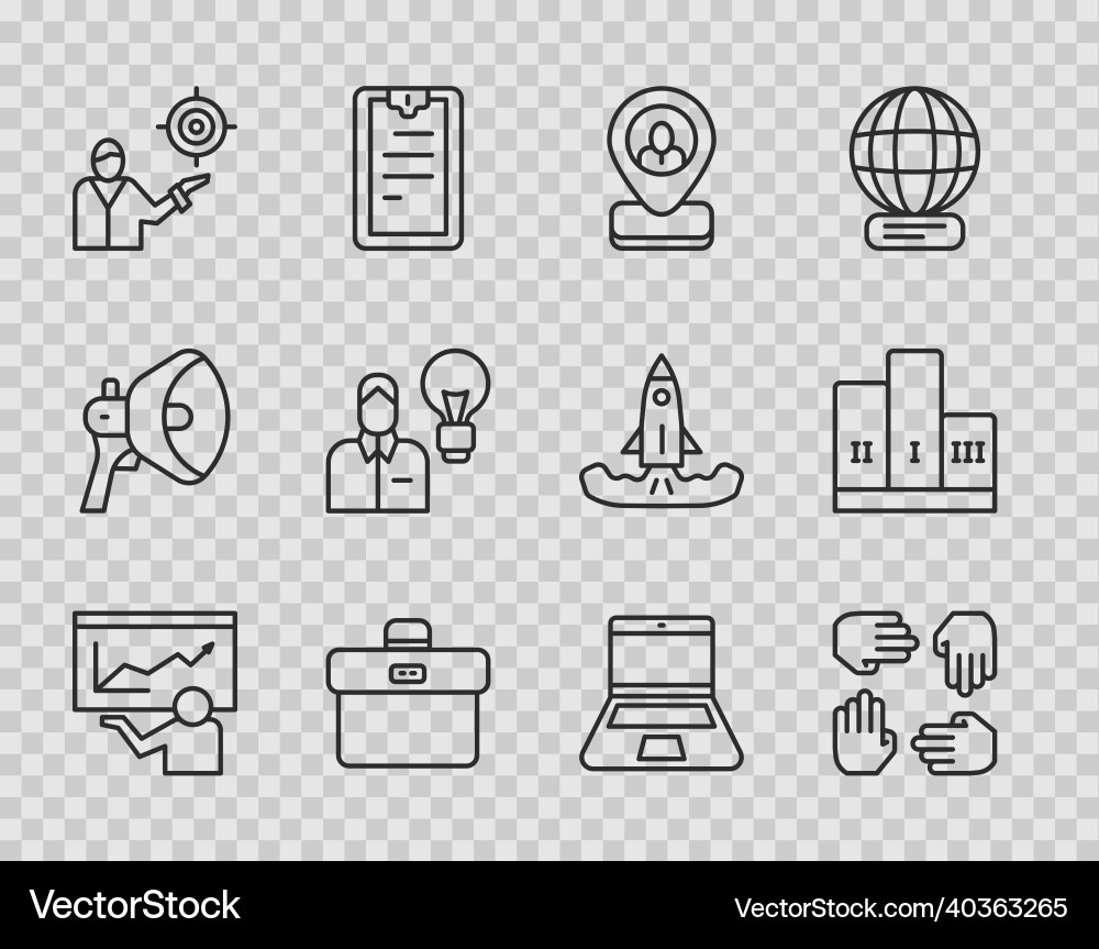 Set line training presentation project team base Vector Image