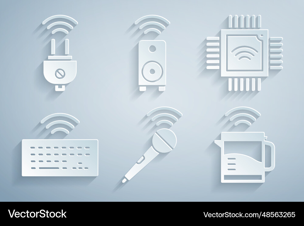 Set wireless microphone processor Vector Image