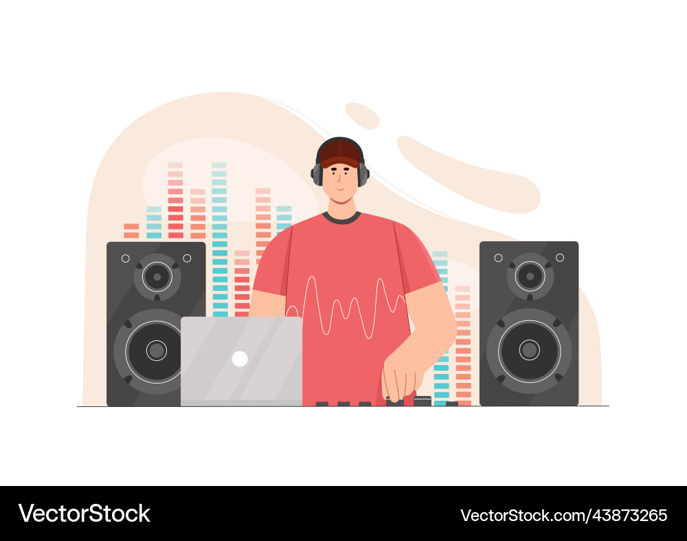 Sound engineer at work in studio composer working Sound engineer at work in studio composer working vector image