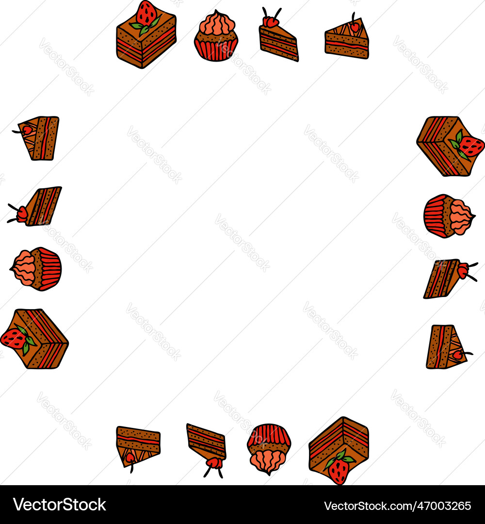 Square frame with small cakes image Vector Image