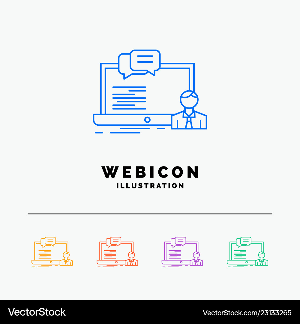 Training course online computer chat 5 color line Training course online computer chat 5 color line vector image