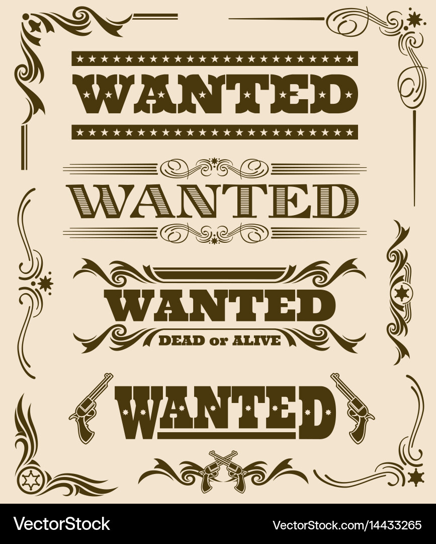 Wanted Poster - Old West Vector Image