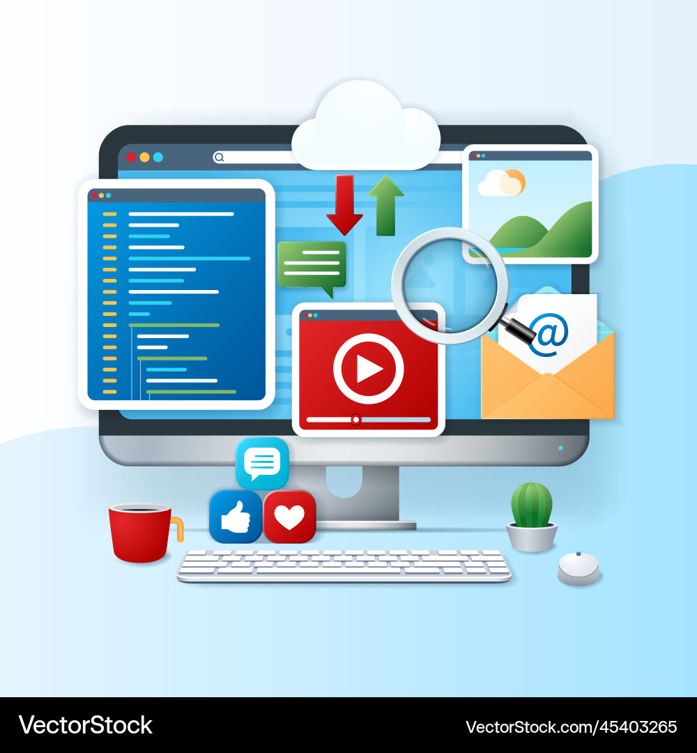 Web development banner in 3d style Web development banner in 3d style vector image