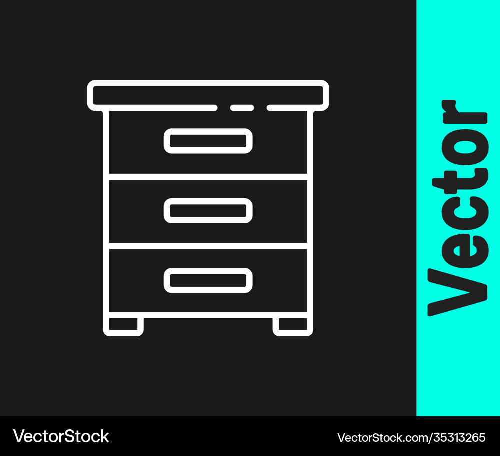 White line drawer with documents icon isolated Vector Image