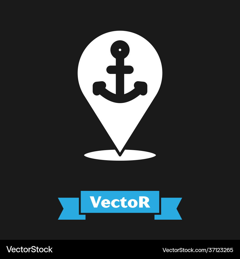 White map pointer with anchor icon isolated Vector Image