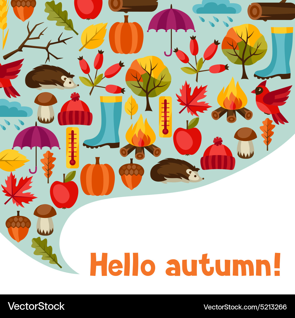 Autumn Icons & Objects Background vector image