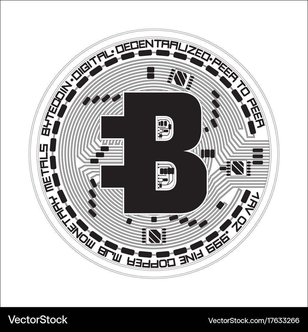 Bytecoin Symbol - Black & White – Royalty-Free Vector | VectorStock