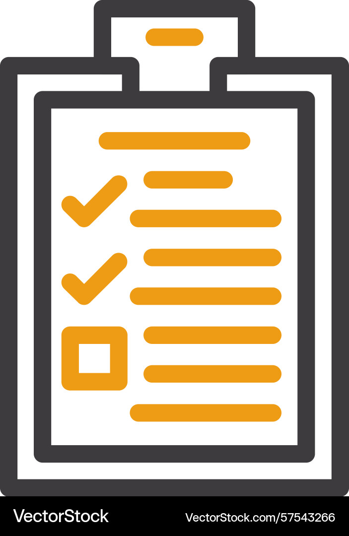 Checkmark on a to-do list two color icon Vector Image