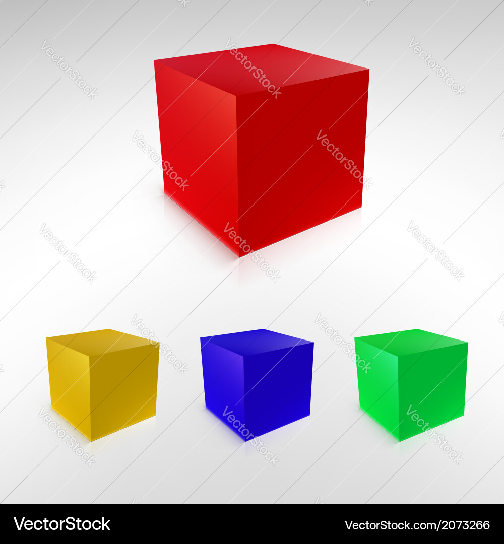 Cubes with reflections and shadows vector image