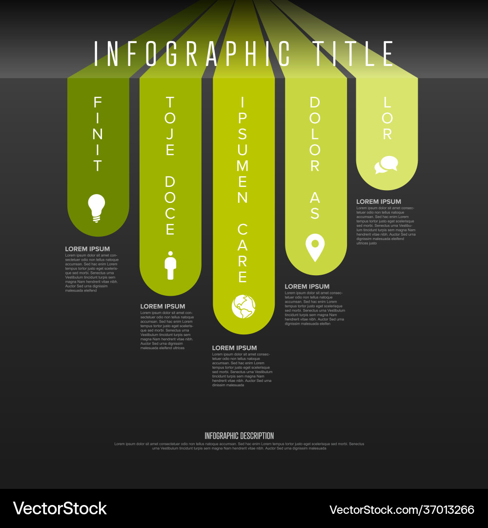 Dark Multipurpose Infografik Vorlage mit fünf Dark Multipurpose Infografik Vorlage mit fünf vektorbild