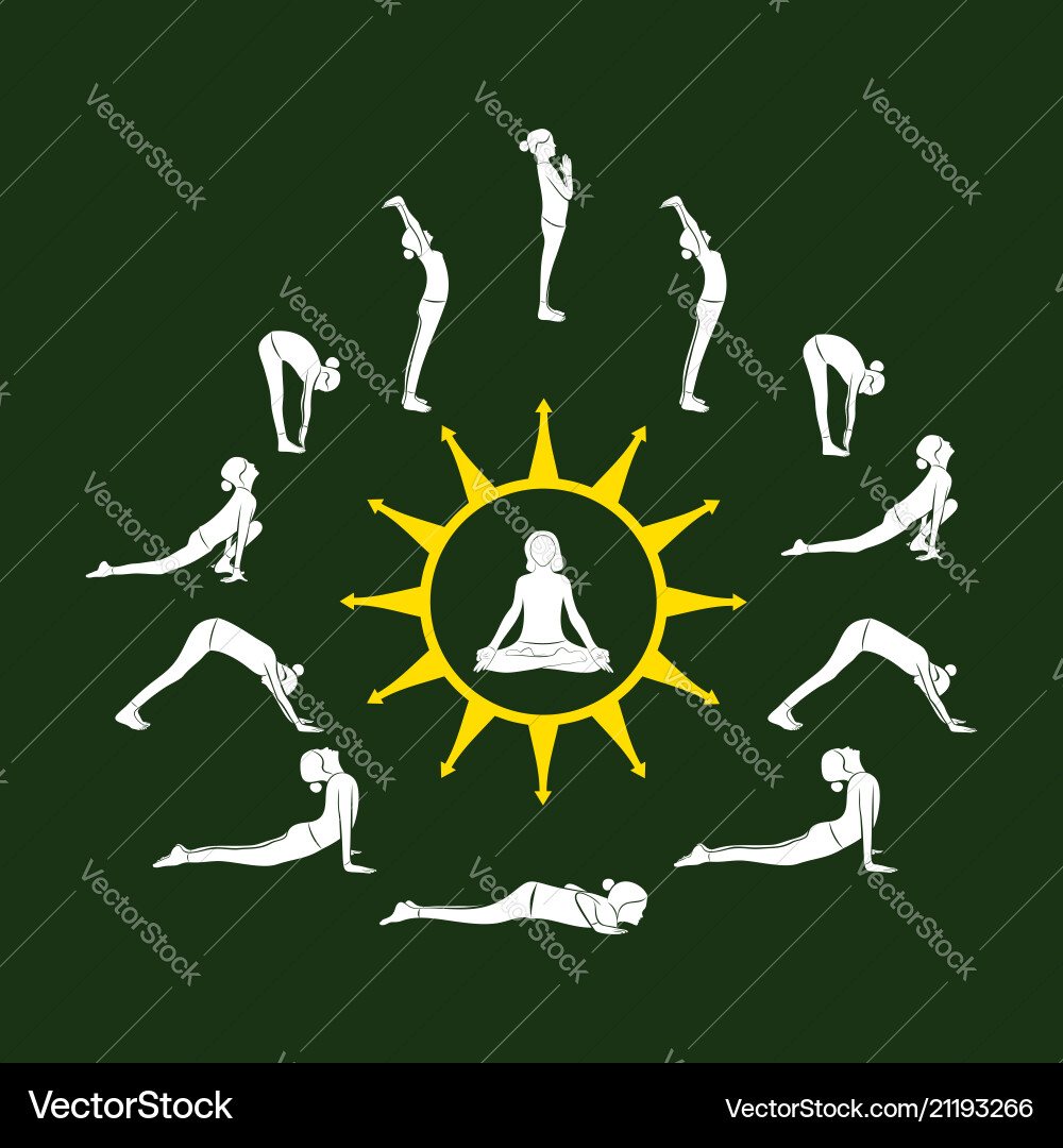 Frau tut Surya Namaskar Frau tut Surya Namaskar vektorbild