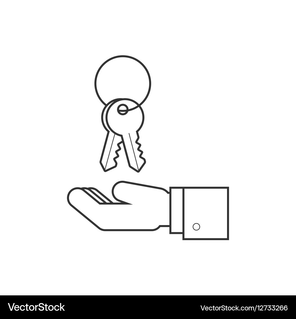 Hand with keys line icon Vector Image
