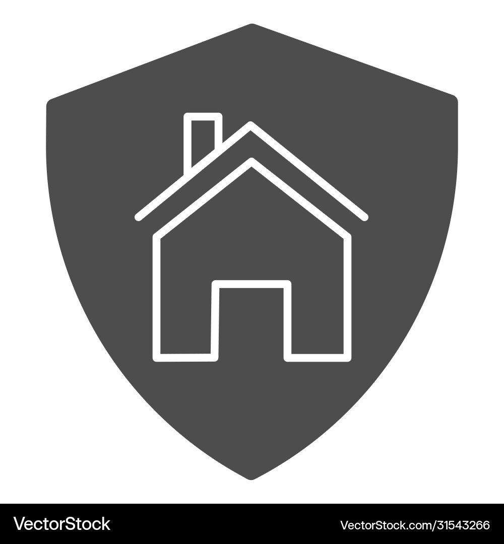 House in secure shield solid icon self isolation House in secure shield solid icon self isolation vector image