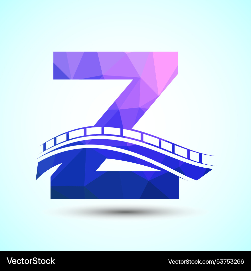 Initial alphabet z with bridge sign abstract Vector Image