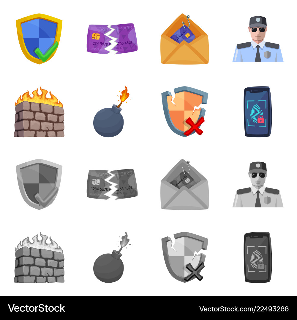 Isolated object of virus and secure logo set Isolated object of virus and secure logo set vector image