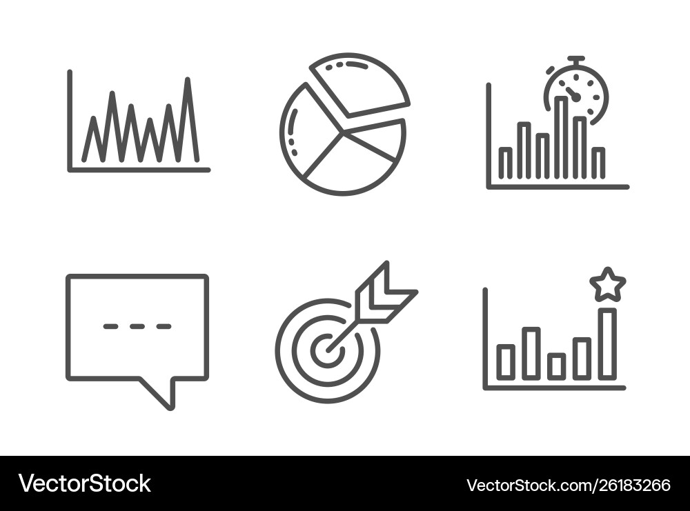 Line graph target and report timer icons set Line graph target and report timer icons set vector image