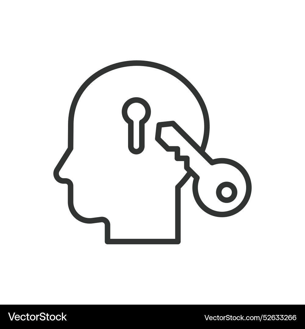 Mind unlock in line design brain Mind unlock in line design brain vector image