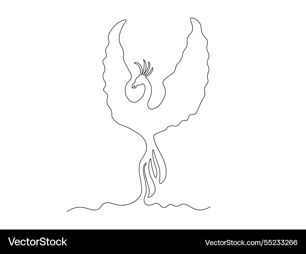 Mythical phoenix bird continuous one single line Mythical phoenix bird continuous one single line vector image