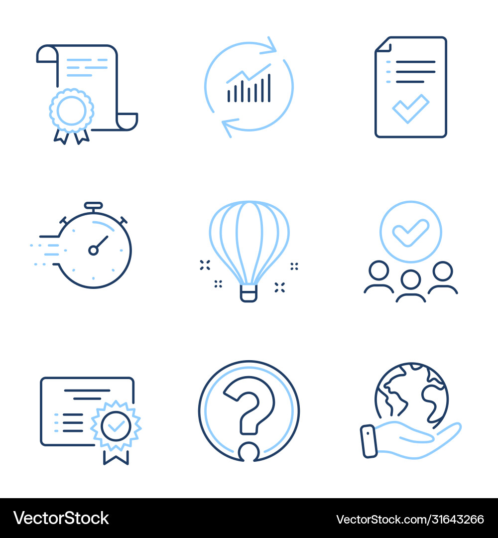 Question mark timer and update data icons set Question mark timer and update data icons set vector image