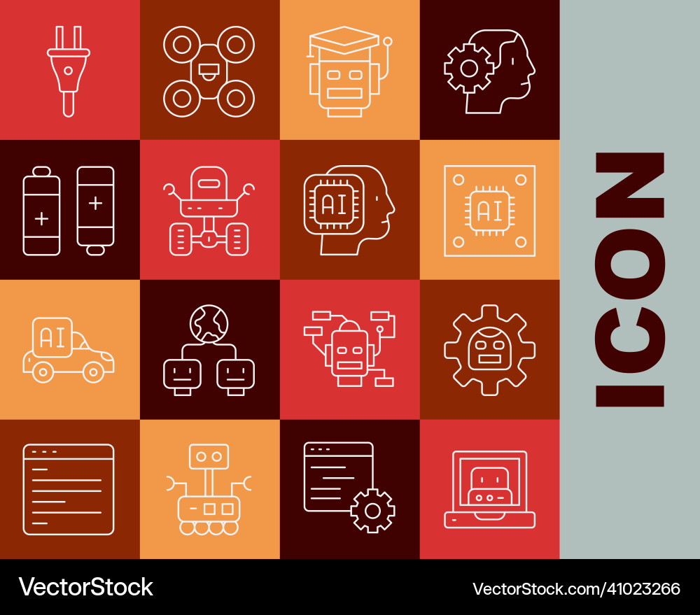 Set line creating robot processor Set line creating robot processor vector image