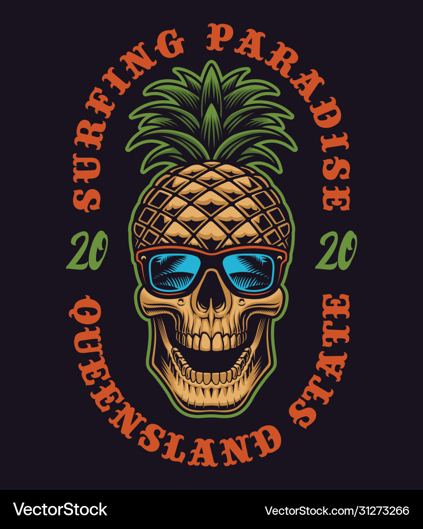 Surfing Skull Paradise Vector Image