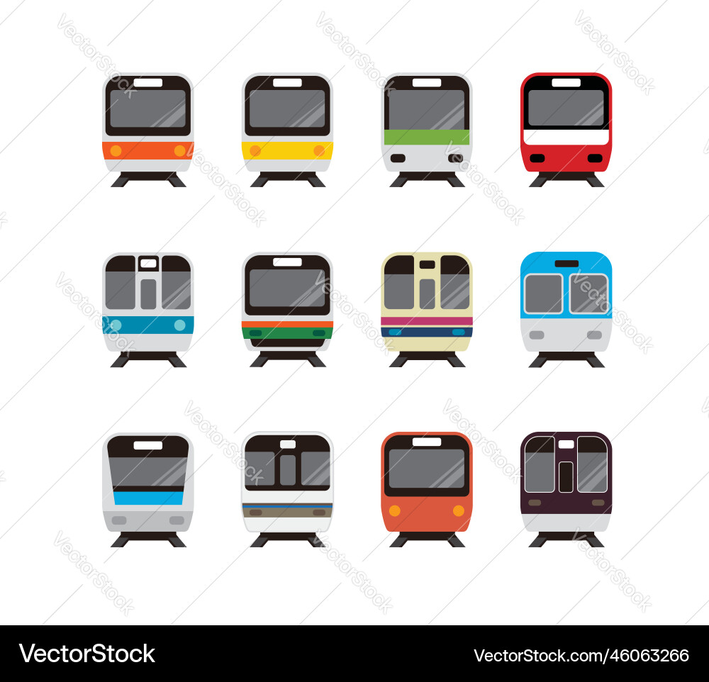 Train icon front view set Train icon front view set vector image